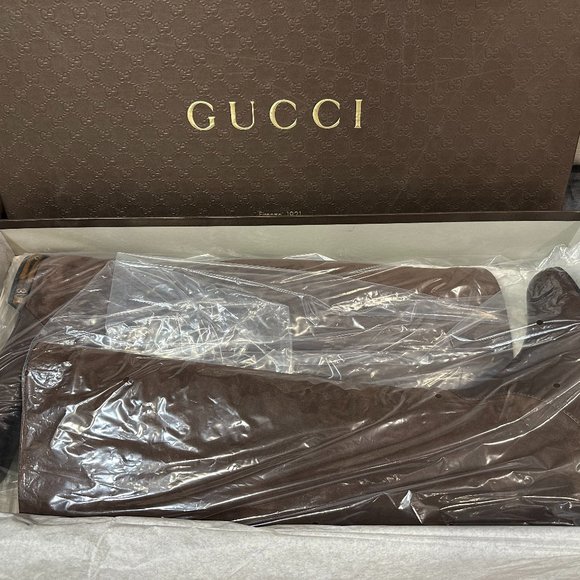 🌟 GUCCI WOMEN'S  BROWN SUEDE / SOFT NAPPA LEATHER BOOTS - Picture 5 of 7